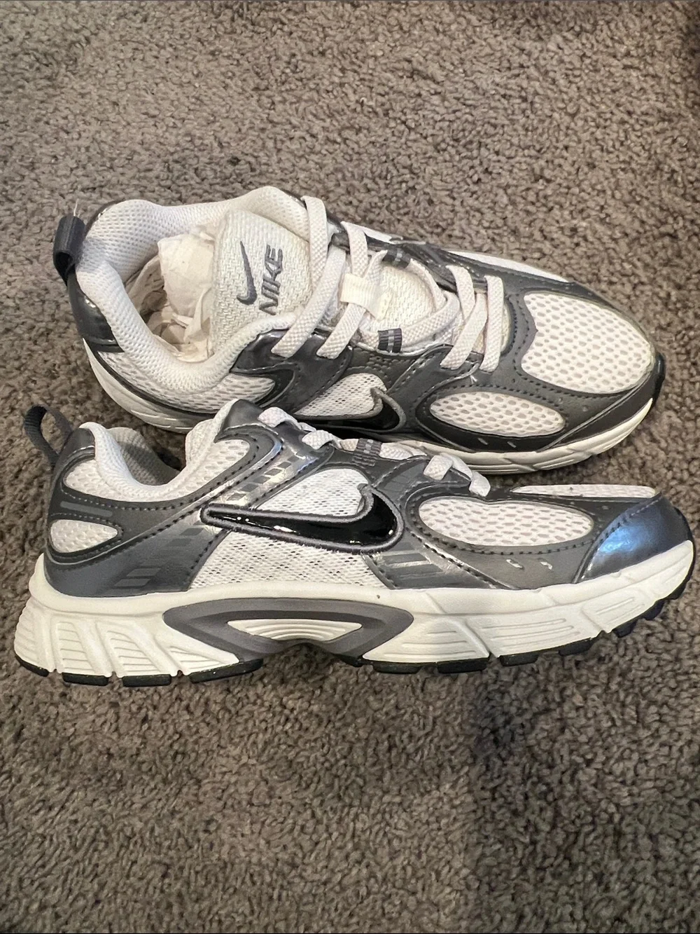 Nike Kids White, Gray and Black Athletic Sneakers